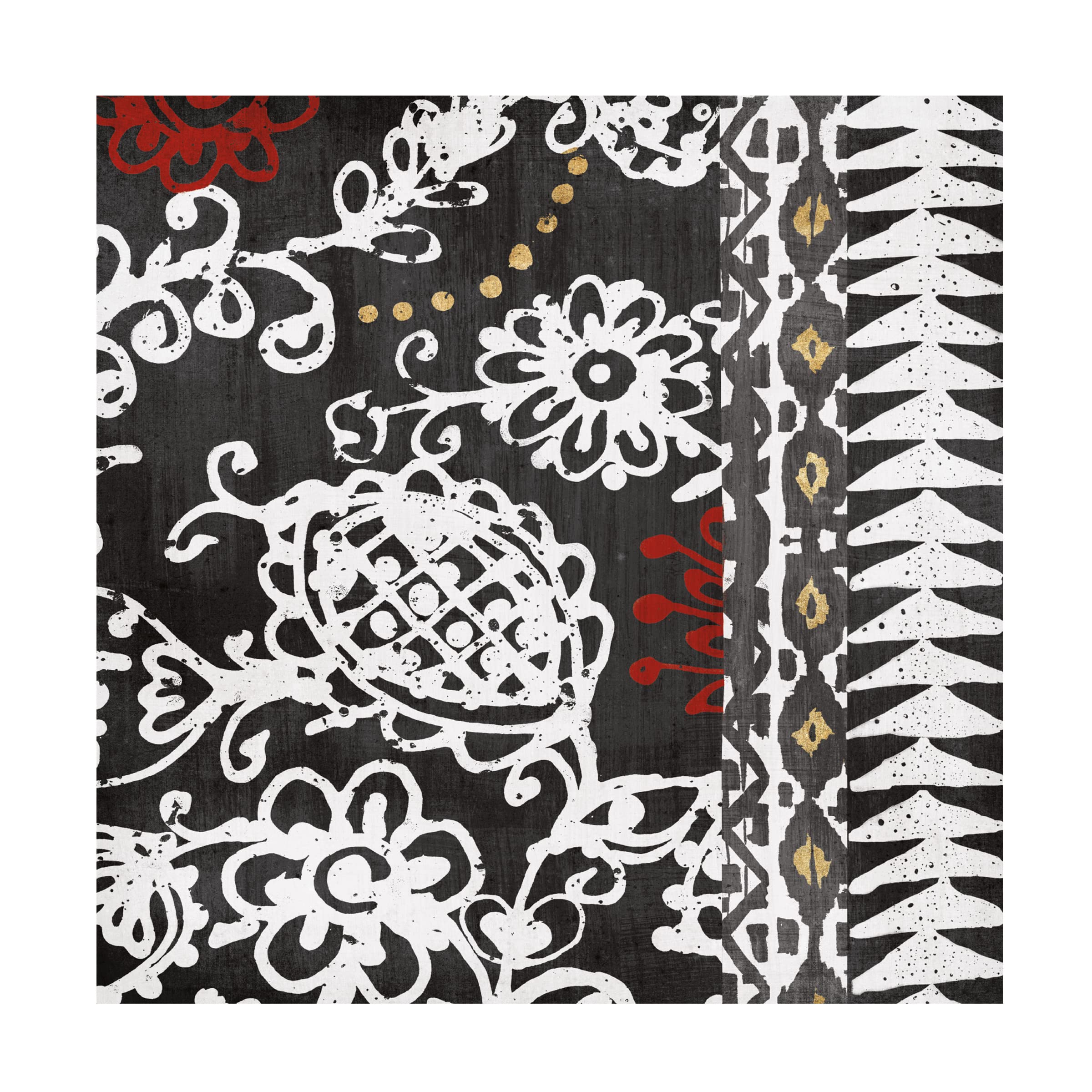 Trademark Fine Art 'Bali Tapestry II BW' Canvas Wall Art Print by Wild Apple Portfolio - Elegant Black & White Home Decor for Living Room, Bedroom & Office
