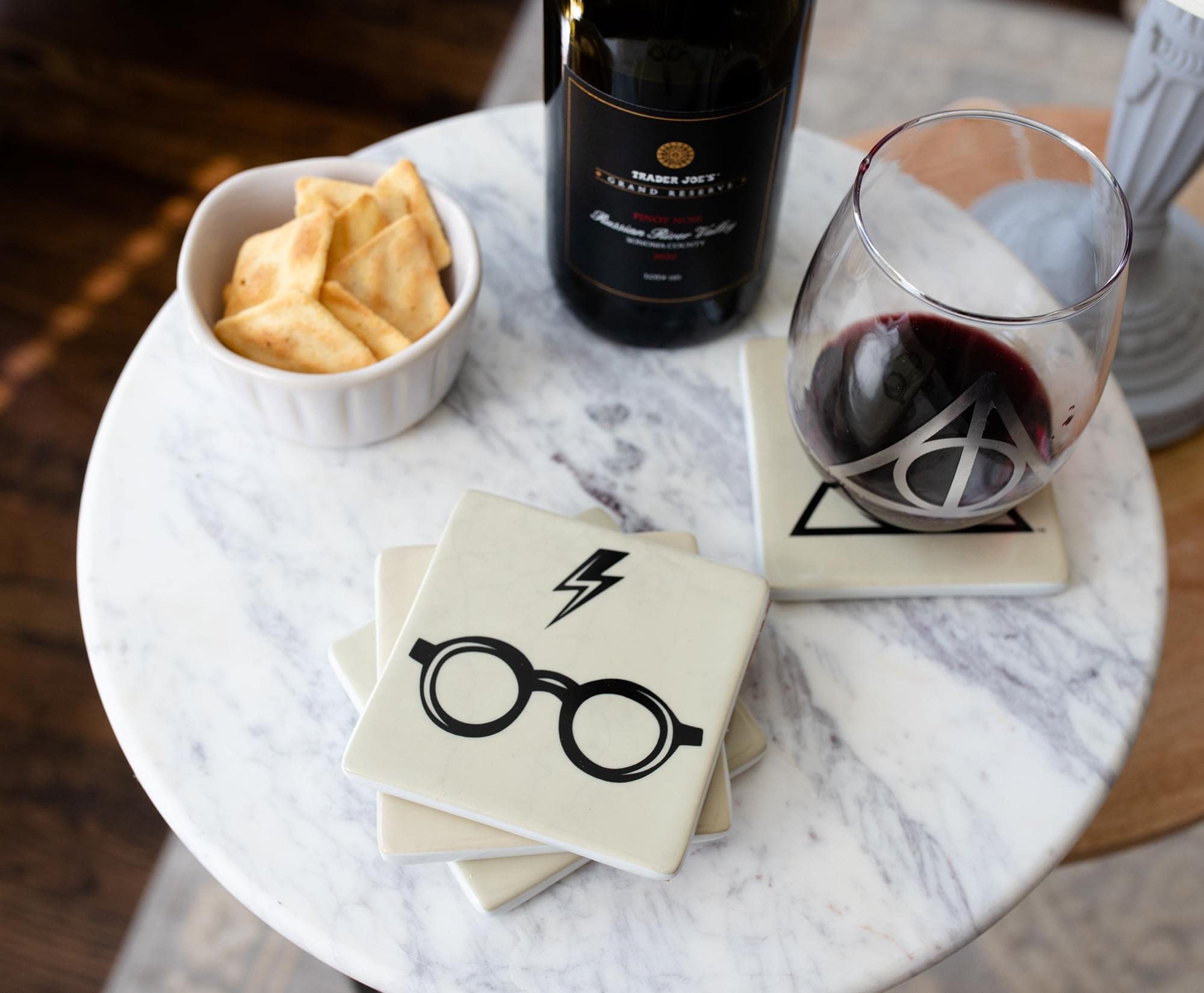 Harry Potter Ceramic Coasters Set of 4 - Absorbent Drink Coasters for Table Protection - Wizarding World Themed Home Decor for Coffee Tables, Bars, Dining & Kitchen Use - Perfect Gift for Potter Fans