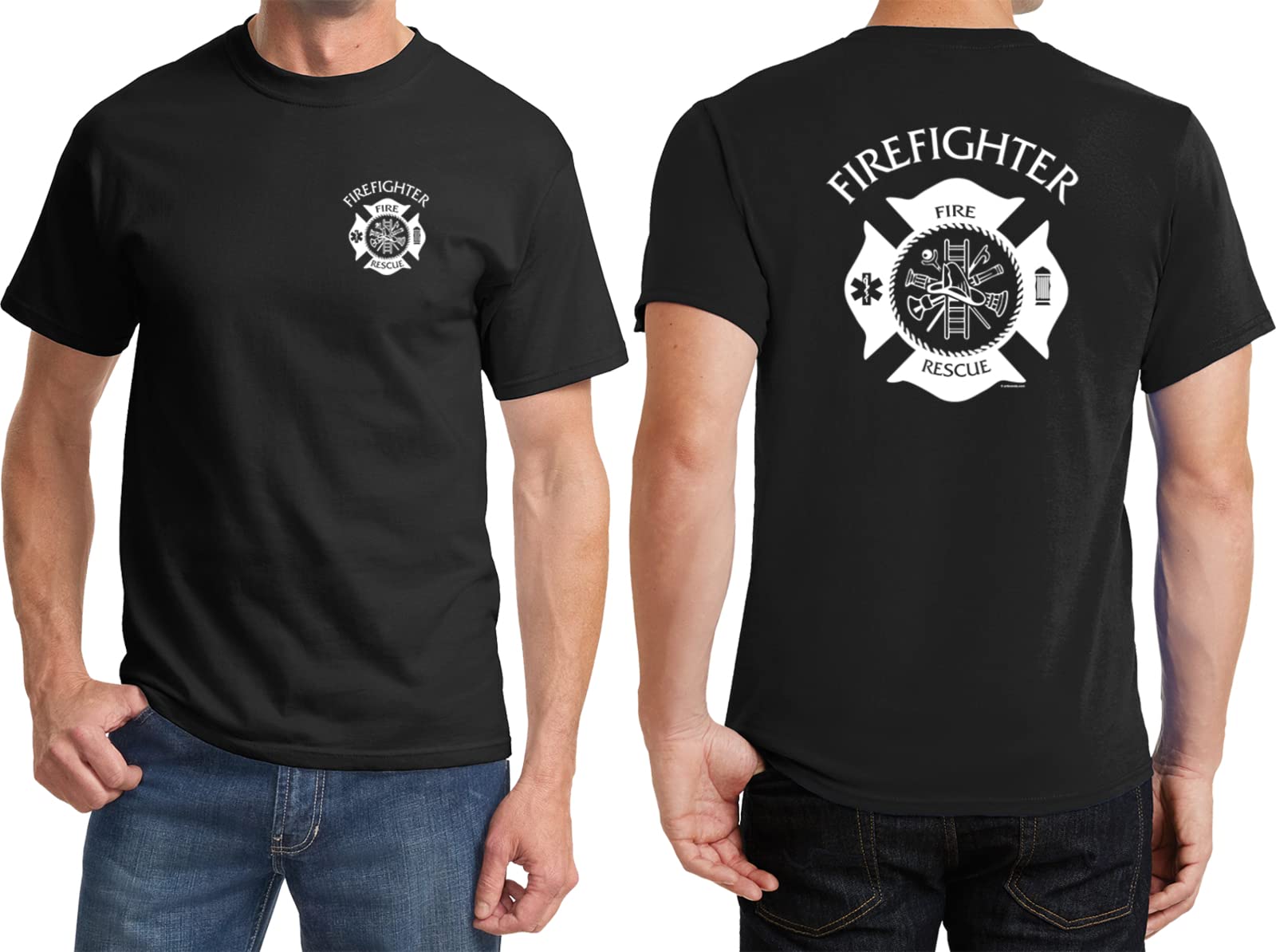 Firefighter Fire Rescue T-Shirt - Front & Back Print - First Responder Apparel for Firemen & EMS - Perfect for Fire Department Events & Training