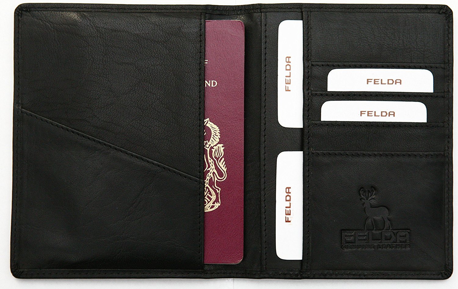RFID Blocking Leather Passport Holder Wallet - Premium Travel Organizer with Credit Card Slots & Gift Box - Perfect for International Flights, Business Trips and Secure Document Storage