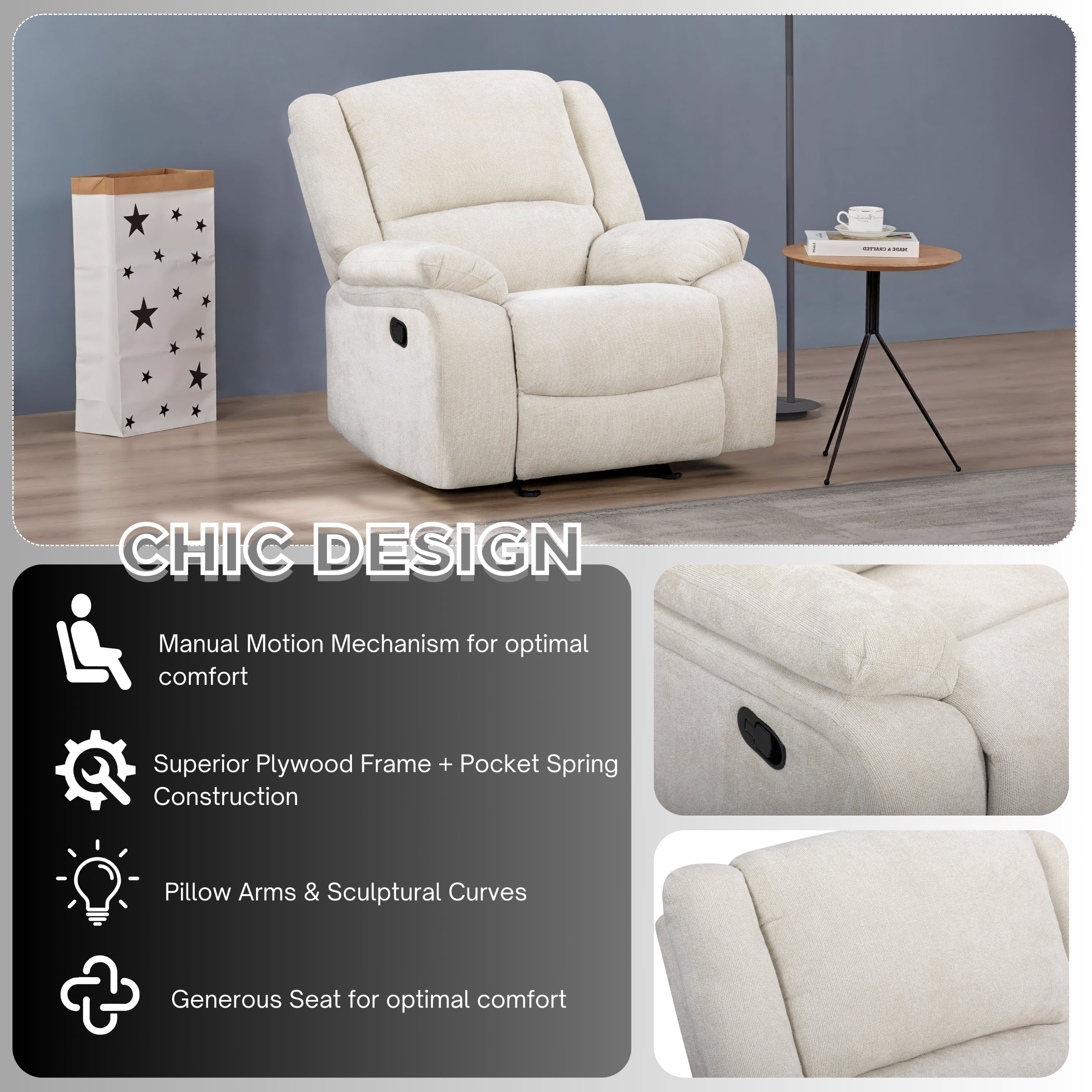 Roundhill Furniture Blitz Transitional Living Room Reclining Sofa Set - Modern Comfort for Relaxing & Entertaining - Perfect for Family Movie Nights & Cozy Evenings