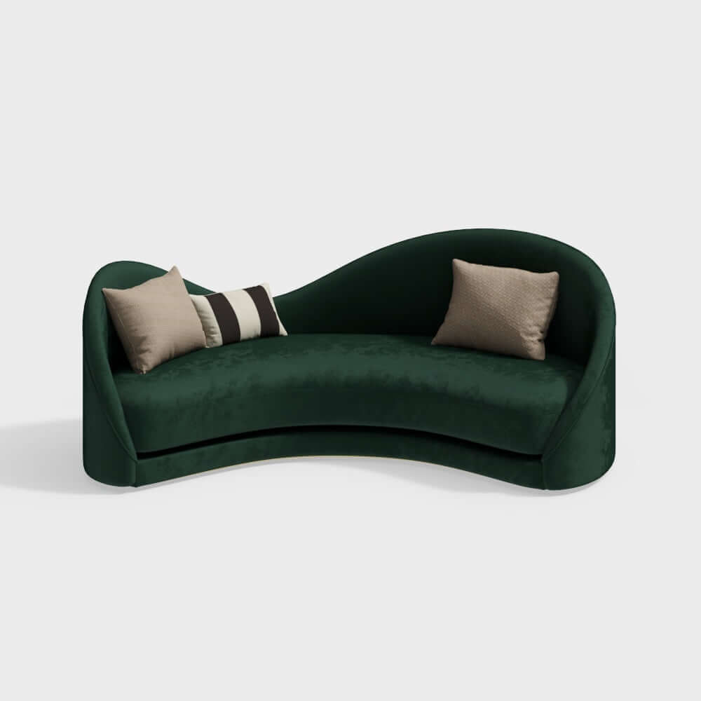 Luxury Green Velvet Upholstered 3-Seater Sofa with Solid Wood Frame - 82.7