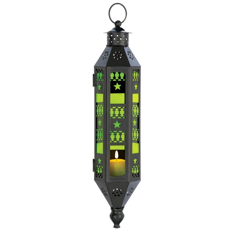 Emerald Green Serenity Hanging Candle Lantern Lamp - Elegant Home Decor for Indoor/Outdoor Use - Perfect for Patio, Garden, Wedding & Relaxation Spaces