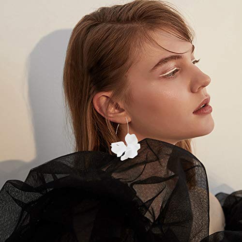 Boho Summer Rose Resin Petal Drop Earrings for Women - Floral Dangle Hoop Earrings with Acrylic Flower Design | Perfect for Beach Weddings, Festivals & Boho Fashion