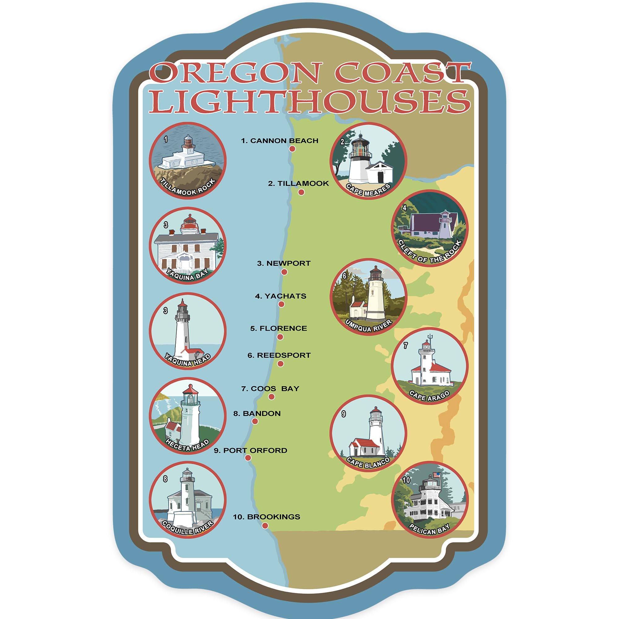 Waterproof Die-Cut Vinyl Stickers - Oregon Coast & Lighthouse Designs (1-3 inches) - Durable Decals for Cars, Water Bottles, Laptops, Coolers - Perfect for Travel, Outdoor Adventures & Personalizing Your Gear