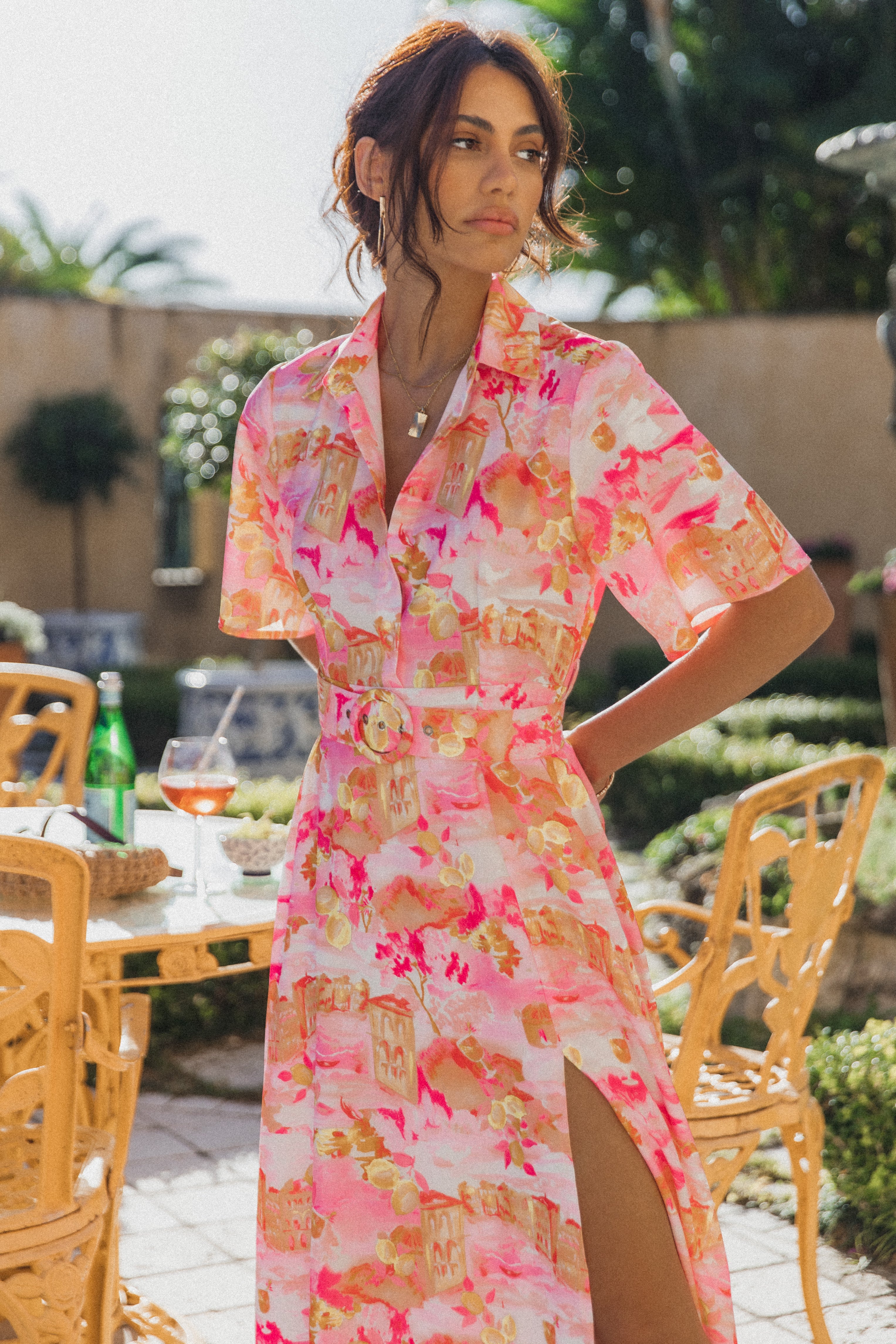 Arianna Maxi Dress - Flowy Pink Scenic Print Long Dress for Women | Perfect for Beach Vacations, Summer Parties & Boho Chic Outfits