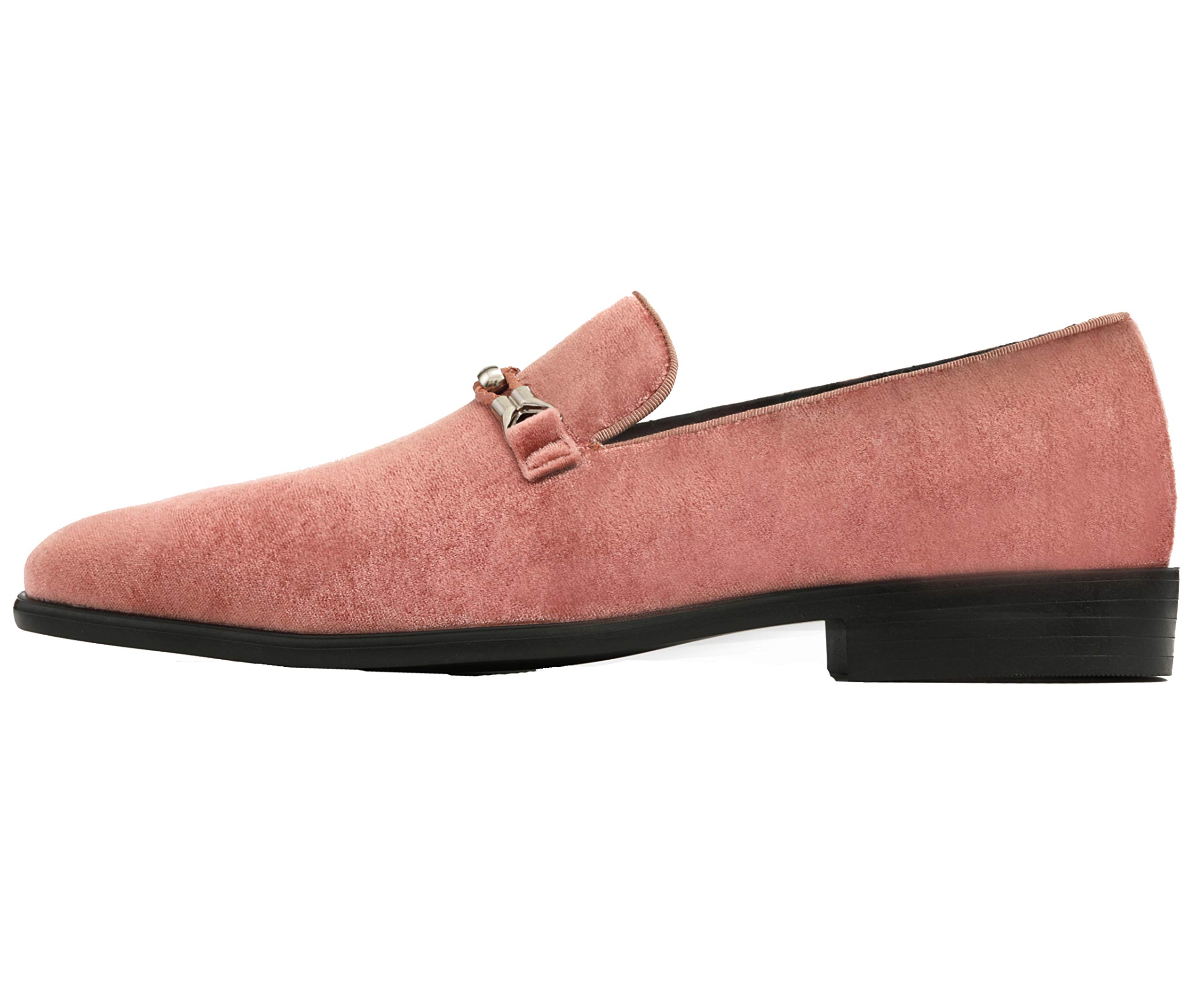 Amali Aller Men's Casual Loafers - Slip On Velvet Slippers with Metal Knit Buckle - Formal Tuxedo Shoes for Weddings, Parties & Office Wear