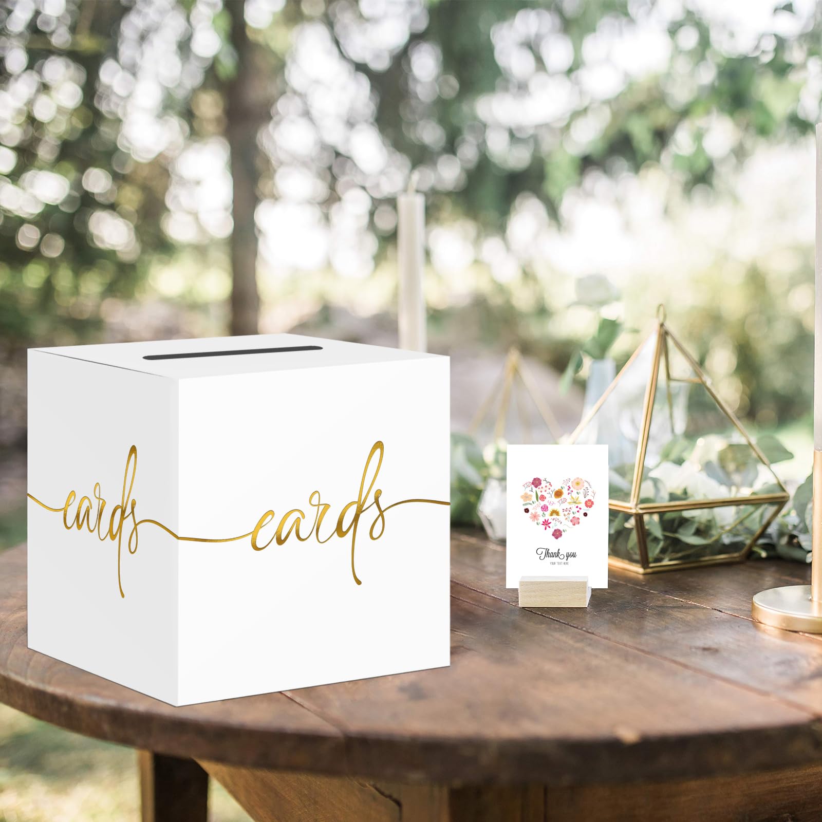 Elegant White Card Box with Gold Foil Design - Wedding, Graduation, Baby Shower Gift Card Holder - Perfect for Parties, Anniversaries, Birthdays & Retirement Celebrations - Money & Raffle Ticket Collection Box for Special Events