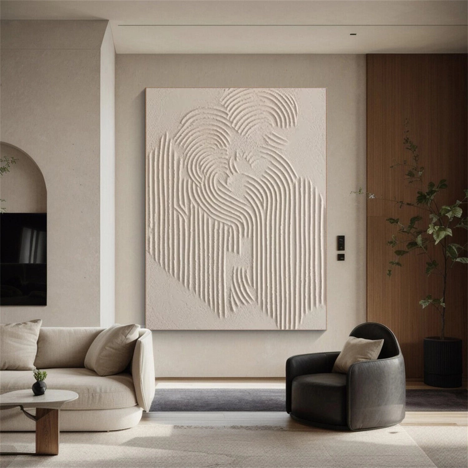 Beige & Brown Abstract Textured Canvas Painting - Modern Wall Art for Living Room, Bedroom & Office Decor | Ready to Hang | #BB022