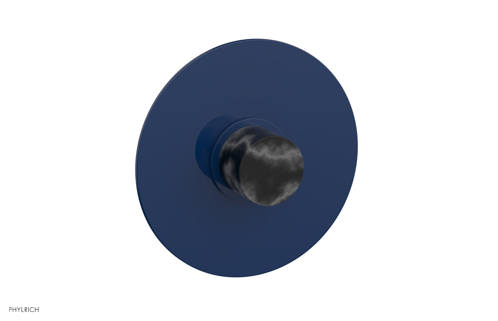 BASIC II 3/4 Thermostatic Round Shower Trim Plate with Black Marble Handle - Modern Bathroom Faucet for Luxury Showers (Model 4 182) | Perfect for Spa-Like Bathroom Renovations