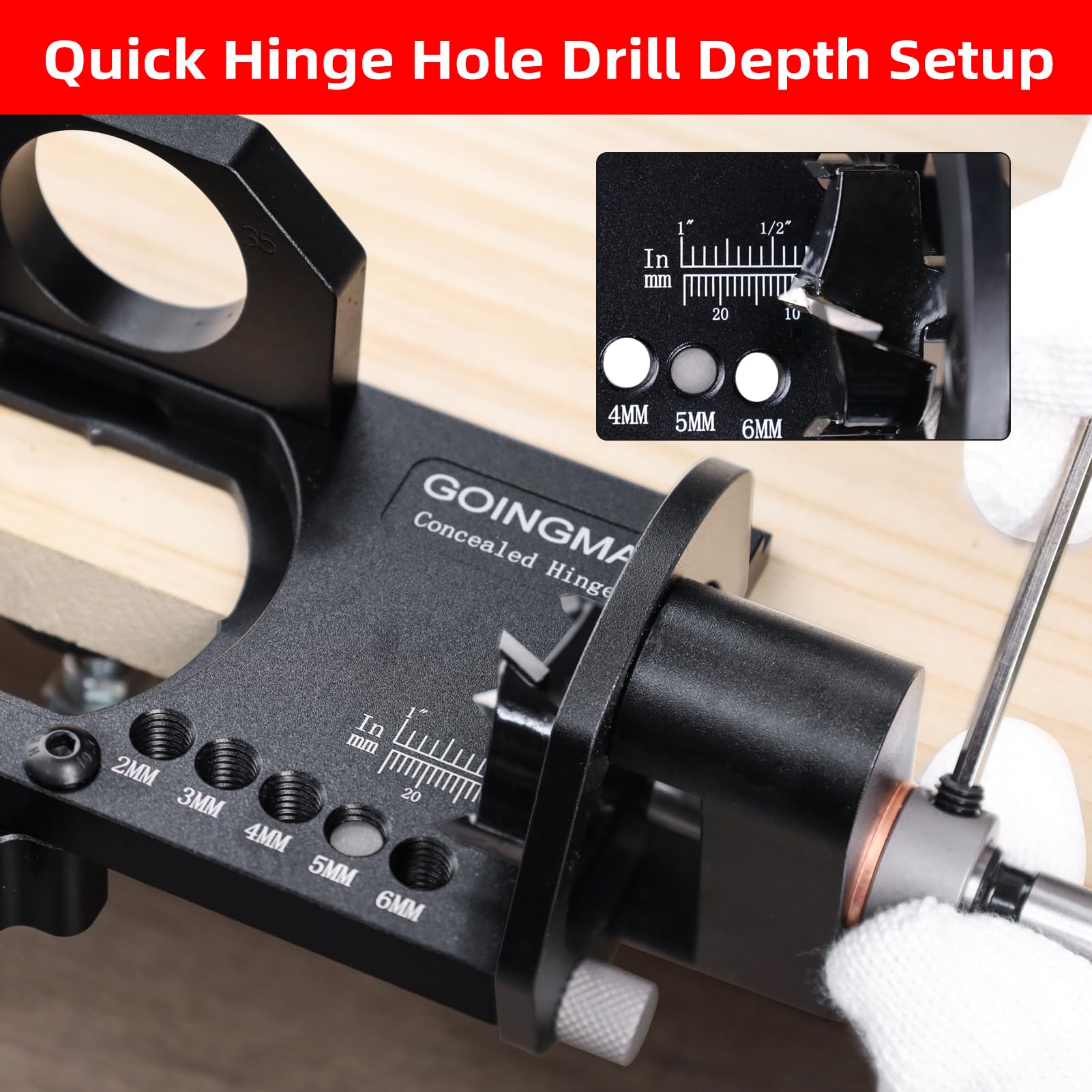 35mm Concealed Door Hinge Jig with Quick Clamp & Dust Vacuum Adapter - Professional Cabinet Hinge Mounting Tool for Woodworking, Perfect for Kitchen Cabinets & Furniture Installation