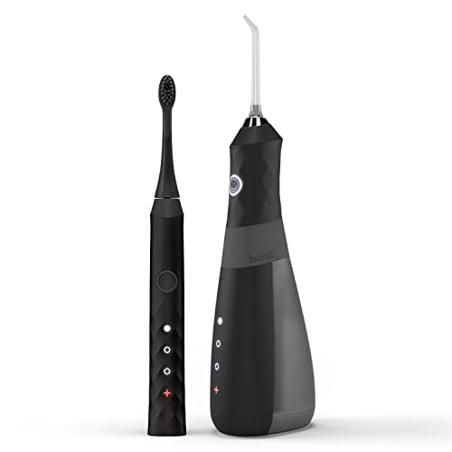Burst Electric Toothbrush & Water Flosser Combo - Professional Dental Care Kit for Teeth Whitening & Gum Health - Perfect for Travel & Home Oral Hygiene Routine (Black)