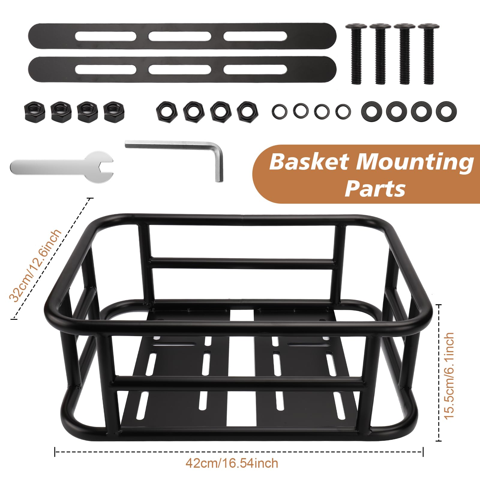 **Heavy Duty Rear Bike Basket with Waterproof Cover & Cargo Net - Large Rear Rack Basket for Bicycles & E-Bikes - Perfect for Commuting, Groceries & Outdoor Adventures**