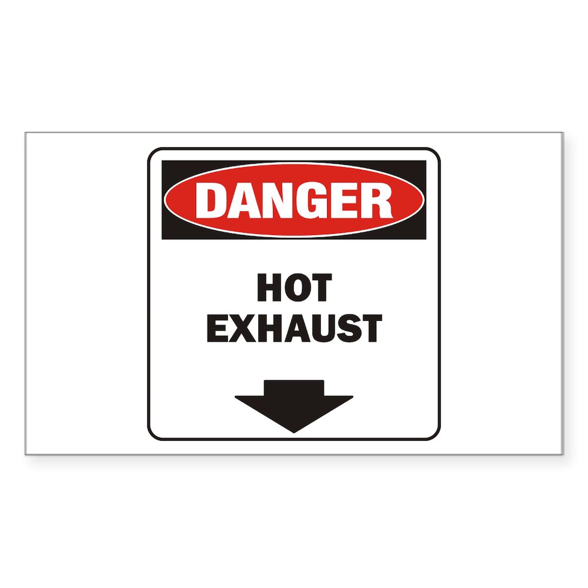 Danger Exhaust Rectangle Car Sticker - High-Quality Vinyl Bumper Decal for Cars, Trucks & Motorcycles - Perfect for Automotive Enthusiasts & Racing Fans