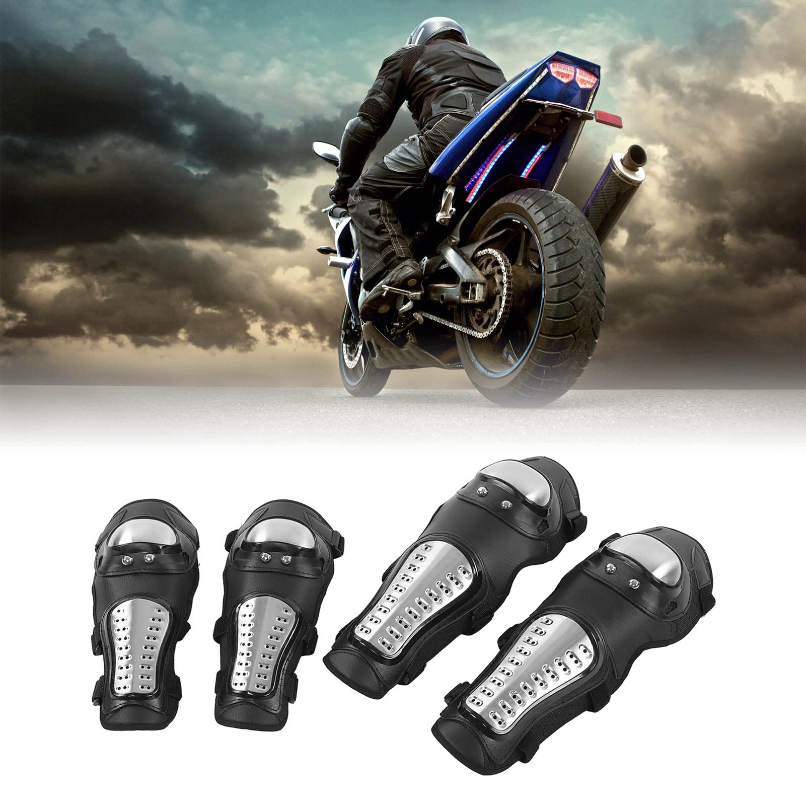 Motorcycle Knee & Elbow Pads - Breathable Protective Gear for MTB, ATV, Motocross Riding