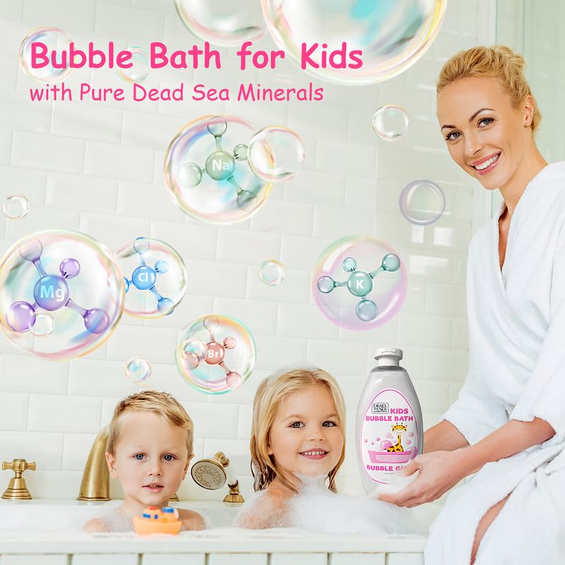 Dead Sea Mineral Bubble Bath for Kids - Bubble Gum Scented Cleansing & Moisturizing Bath Solution - 2 Pack (67.6 fl.oz) - Perfect for Relaxing Bath Time & Skin Care Routine