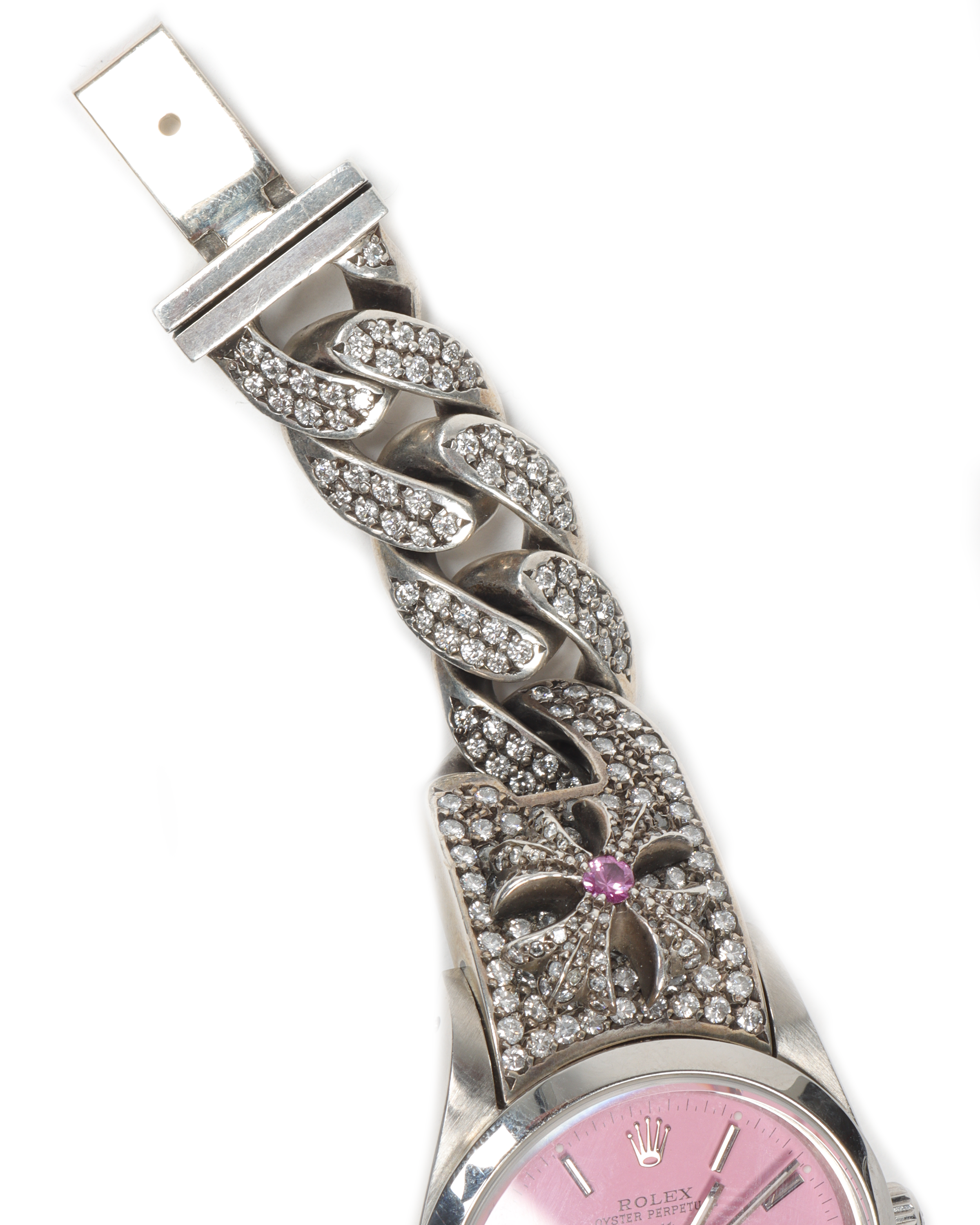 36mm Pave Diamond Rolex Air King Watch for Men - Luxury Stainless Steel Timepiece for Business, Gifts & Special Occasions