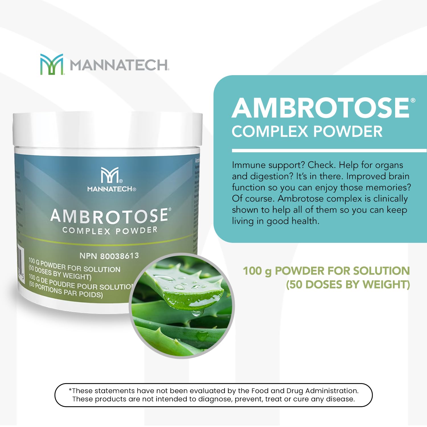 Mannatech Ambrotose Complex - Immune Support Supplement with Manapol Powder | 100% Aloe Vera | Supports Cell Communication & Healthy Immune Defense | 25 Days Supply | Ideal for Daily Wellness & Immune System Boost