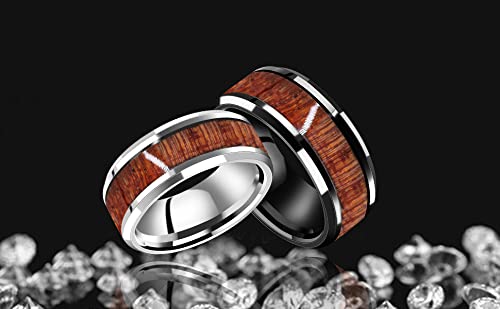 Uloveido Titanium Stainless Steel Wedding Rings for Couples - Engravable Matching Engagement Bands, Real Love Y552 - Perfect for Anniversaries, Proposals & Romantic Gifts