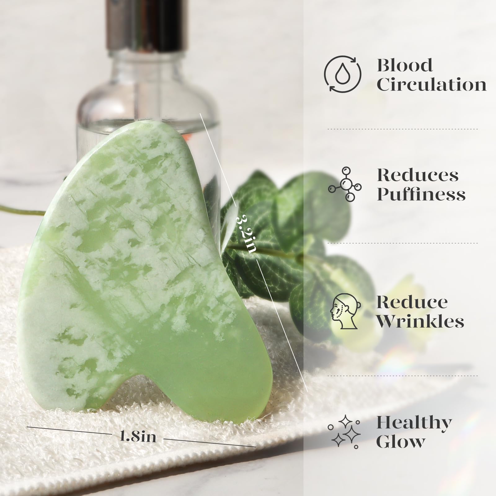 BAIMEI Jade Gua Sha Tool - Anti-Wrinkle Face Massager for Skin Care & Self Care Gifts - Perfect for Home Spa & Relaxation