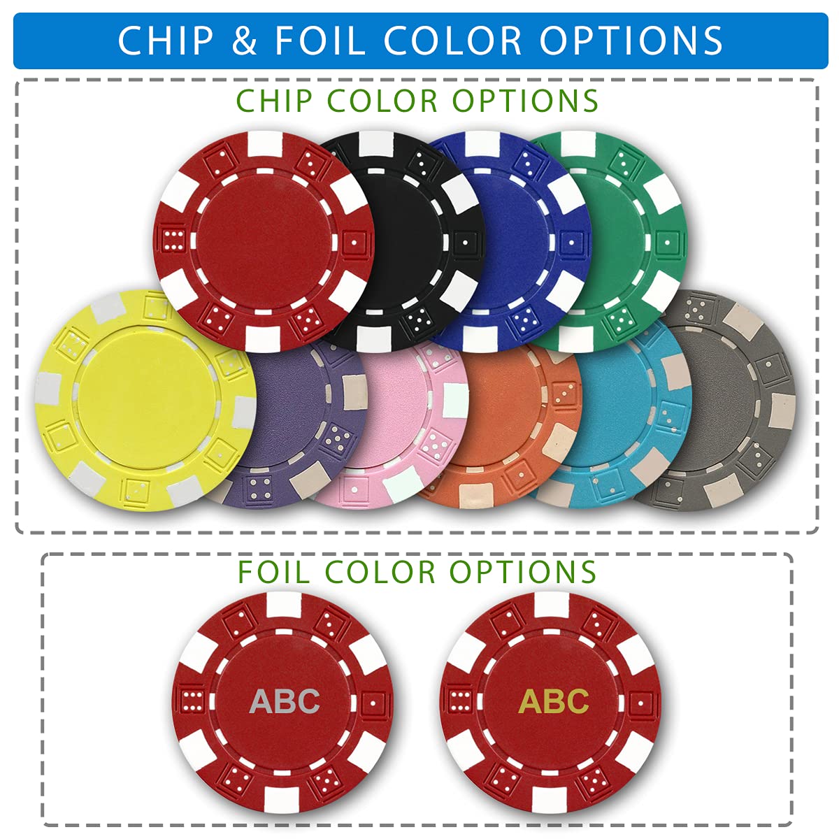 DA VINCI 500 Custom Monogrammed Poker Chips - 11.5 Gram Casino Chips Set for Poker Nights, Home Games & Casino-Themed Parties