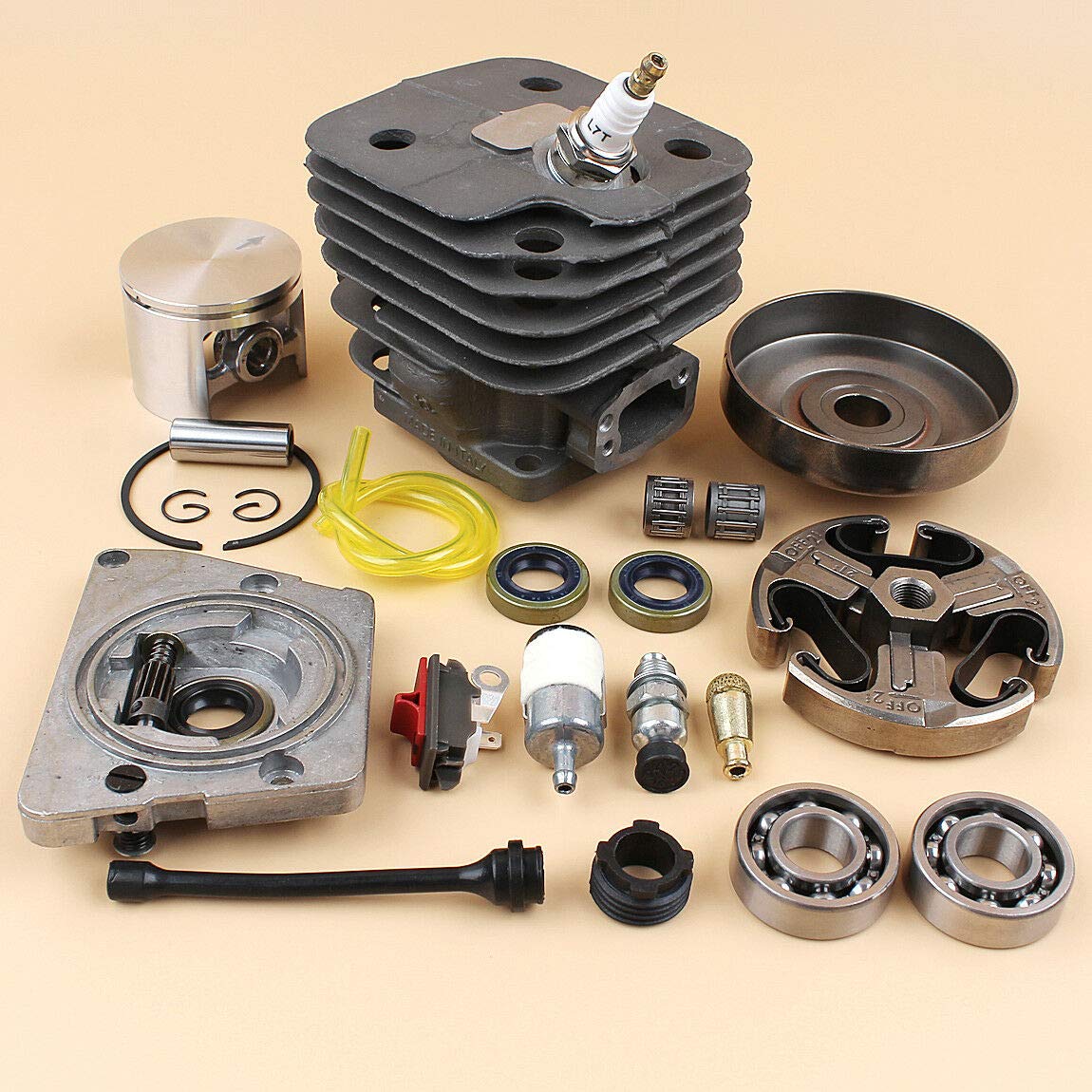 Nikasil Cylinder Kit 52mm Bore for Jonsered 630 670 625 Chainsaw - Compatible with Oil Pump & Clutch - Perfect for Chainsaw Engine Repair & Maintenance