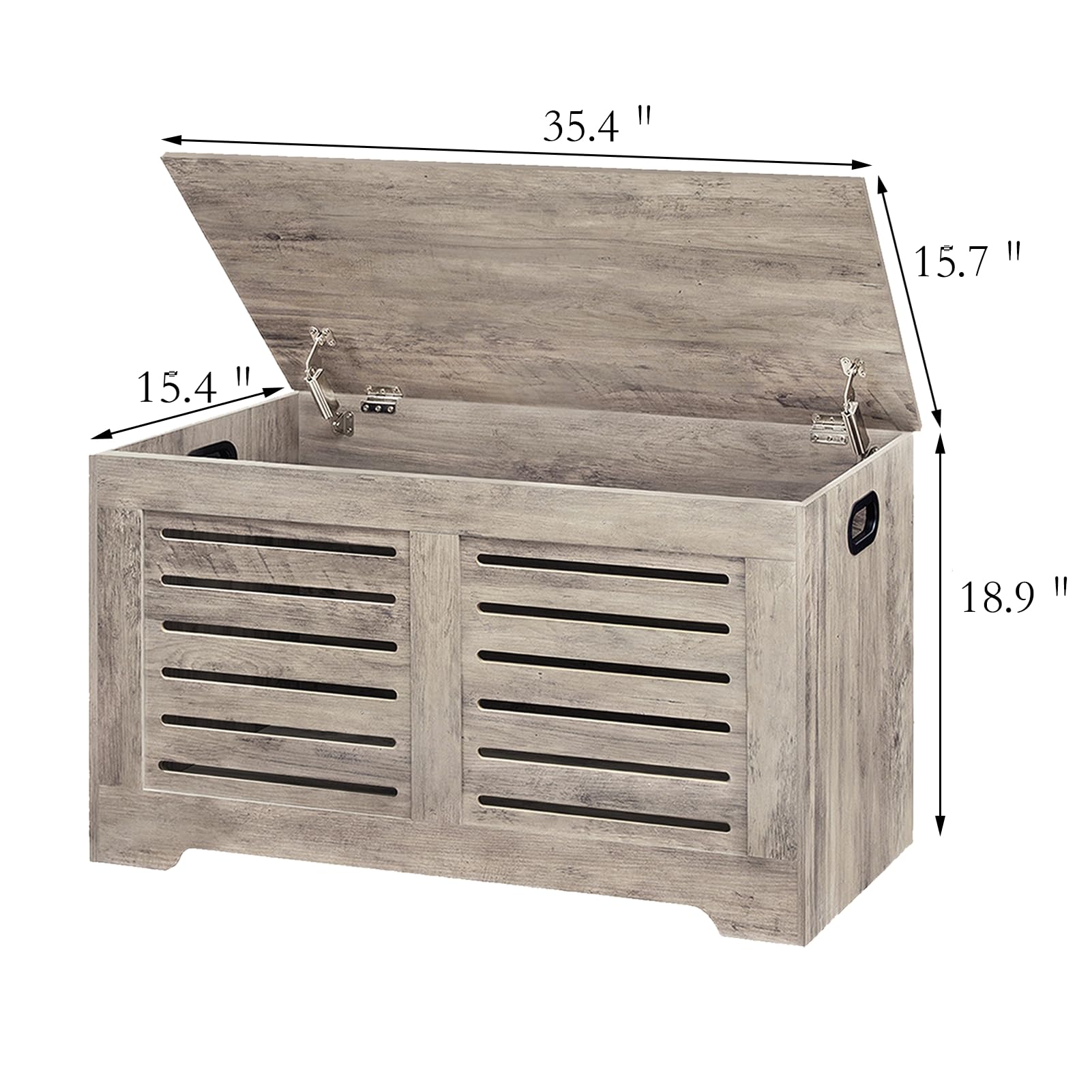 DINZI LVJ Wooden Storage Chest - Flip-Top Toy Box with Safety Hinges, Retro Entryway Shoe Bench, Large Sturdy Trunk for Living Room & Bedroom - Easy Assembly, Greige - Perfect for Kids' Room Organization & Entryway Storage