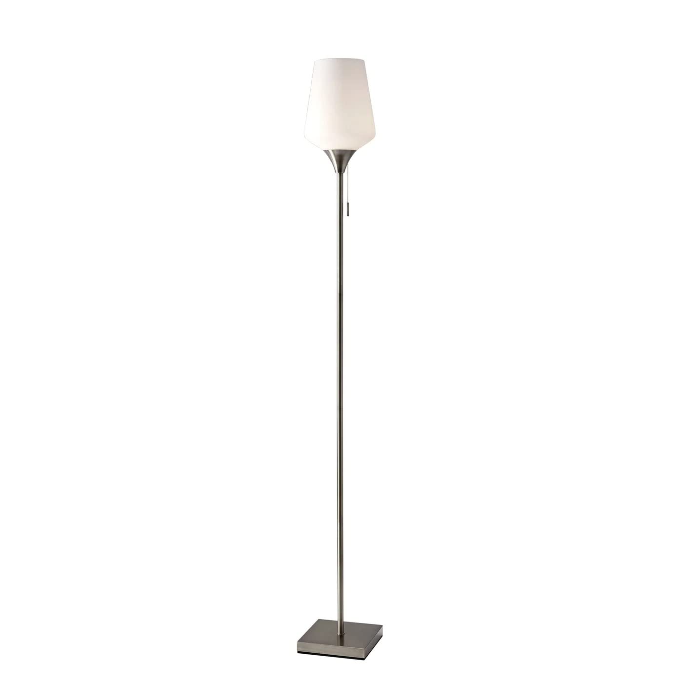 Adesso 4266-22 Roxy 71-inch Floor Lamp with Brushed Steel Finish - 100W Incandescent or 20W CFL Bulb - Modern Tall Lamp for Living Room, Bedroom & Office Lighting