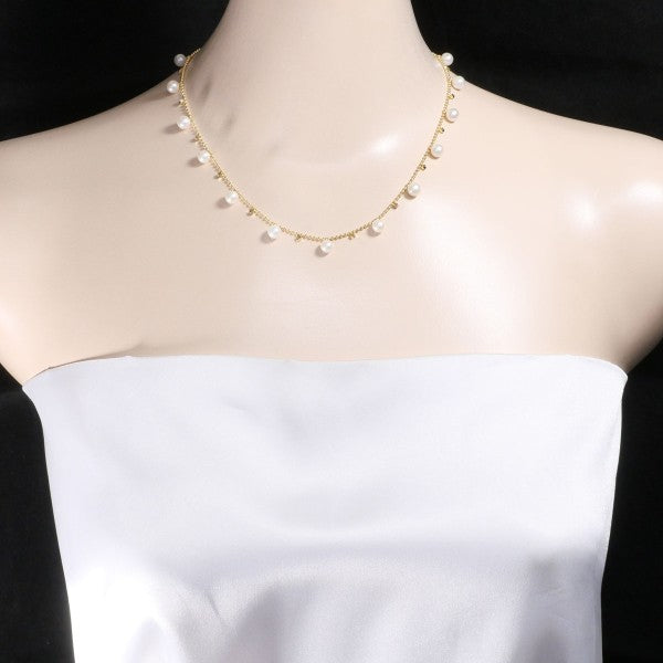 18K Yellow Gold Pearl Necklace for Women - Elegant Luxury Jewelry Gift for Birthday, Anniversary & Special Occasions
