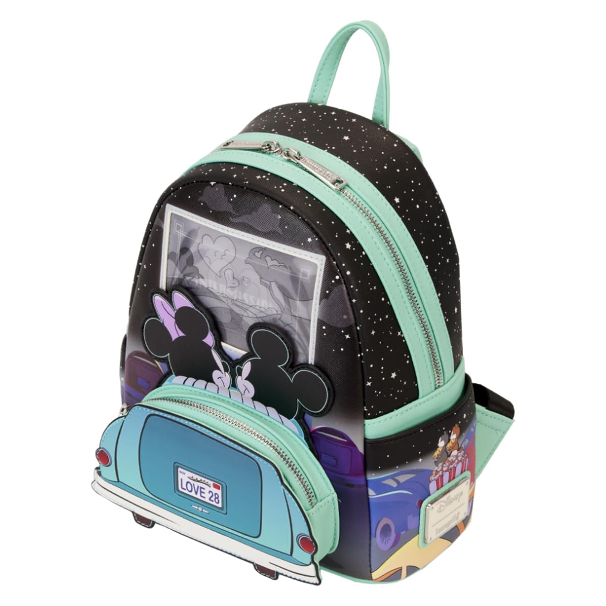 Mickey & Minnie Mouse Loungefly Mini Backpack - Cute Disney Date Night Drive-in Themed Multicolor Purse for Women | Perfect for Theme Parks, Movies & Disney Fan Collectibles