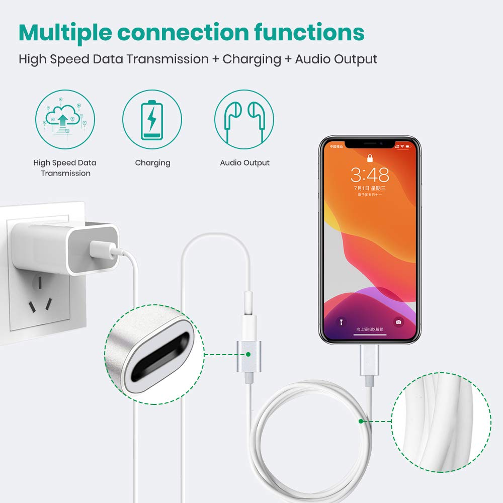 MeloAudio 3.3FT TPE iPhone Charger Cable Extension - Male to Female Dock Connector for iPhone/iPad/iPod - Sync, Charge & Audio - Durable Case Adapter - Perfect for Home, Office & Travel Use