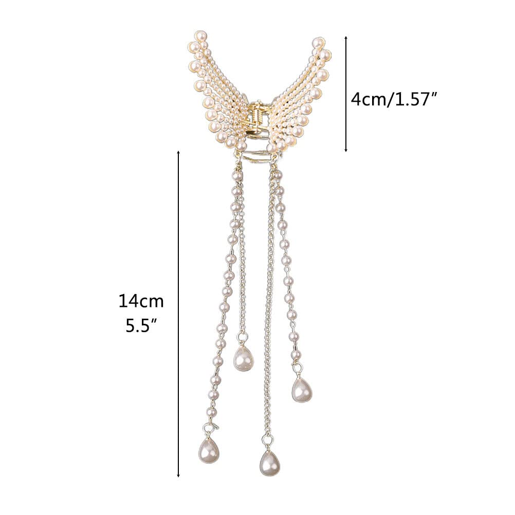 Starvis Pearl Rhinestone Gold Metal Butterfly Hair Claw Clip - Non-Slip Strong Hair Clutch for Women & Girls | Perfect Gift for Sister, Friend | Wedding, Party & Everyday Hair Accessory