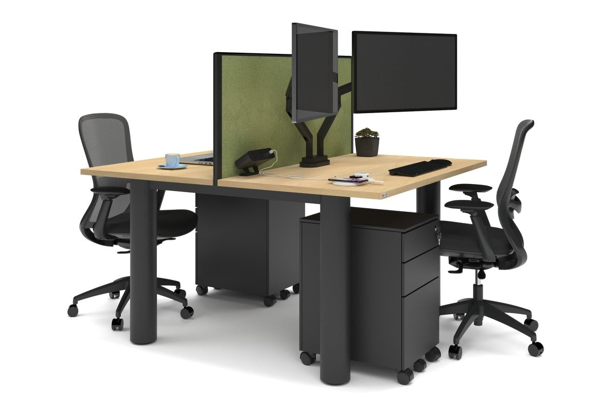 Quadro Cylinder Leg 2 Person Office Workstation Desk - 1200L x 700W Modern Office Furniture for Collaborative Workspaces & Home Offices