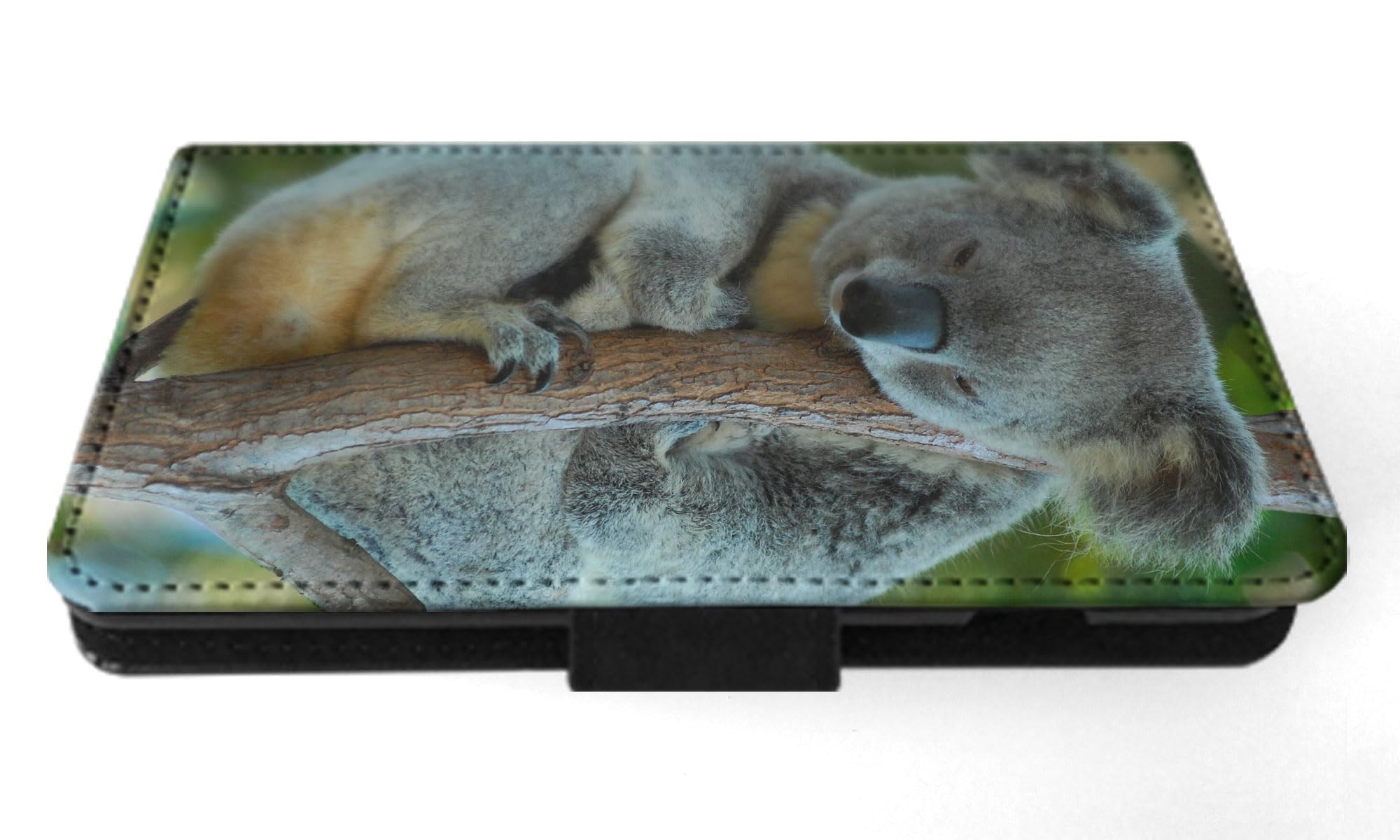 Koala Marsupial 9 FLIP Wallet Phone Case for Apple iPhone 15 Plus - Slim Protective Cover with Card Holder & Stand - Perfect for Everyday Use, Travel & Business (Black)