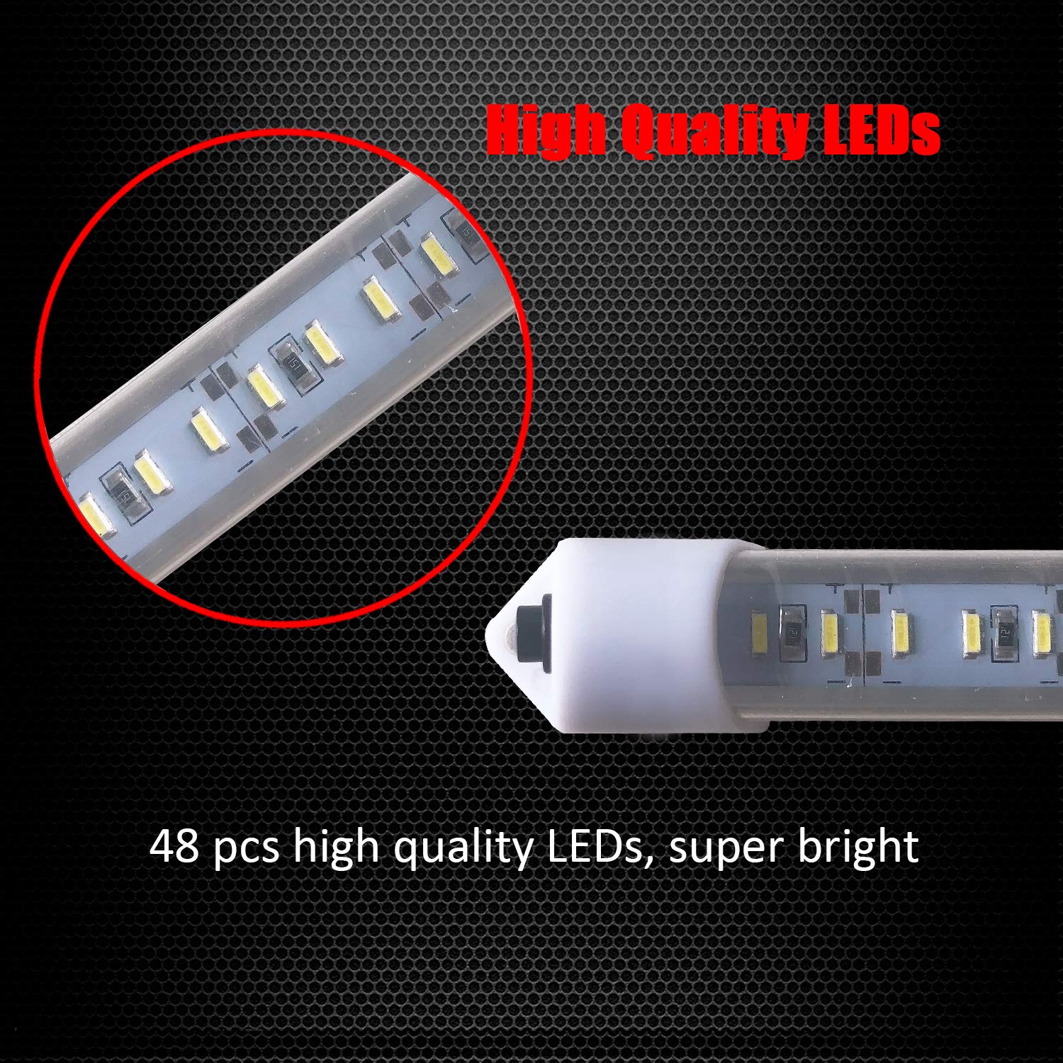 Ampper 12V Van Interior LED Light Bar - 48 LED Super Bright Lights with On/Off Switch for Car, Van, RV, Cabinet, Showcase, Indoor Home Lighting (4 Pack) - Perfect for Night Driving, Camping & Storage Organization
