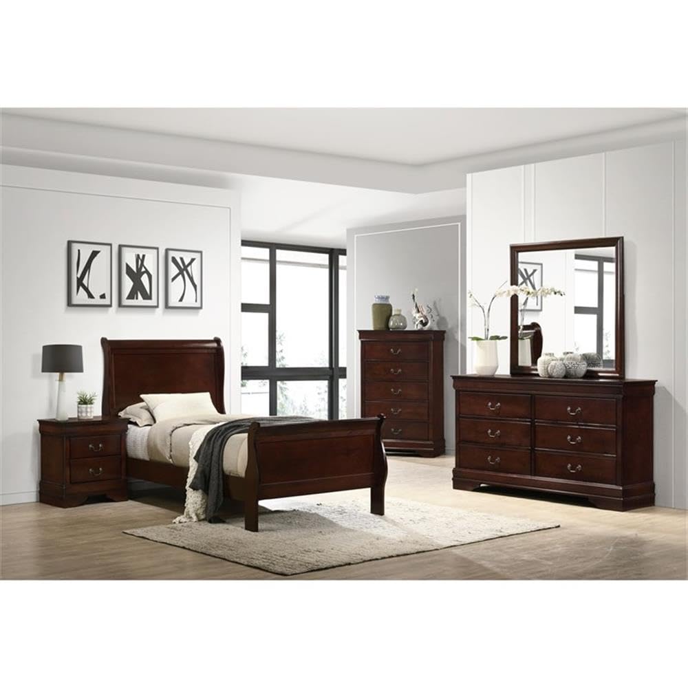 Picket House Furnishings Ellington 2-Drawer Cherry Nightstand - Bedroom Side Table with Storage for Bedside Essentials | Perfect for Master Bedroom, Guest Room & Apartment Decor