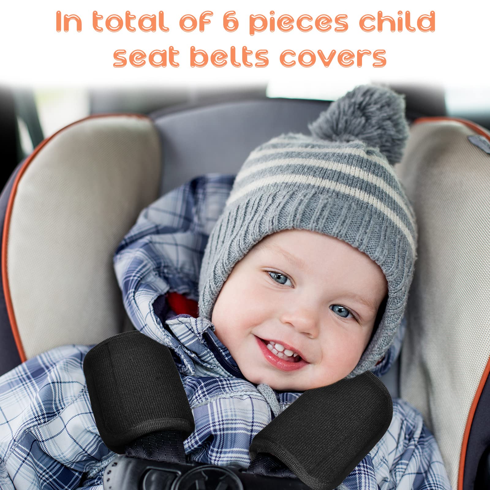 6-Piece Soft Baby Car Seat Strap Covers - Comfortable Shoulder Pads for Infant Car Seats & Strollers - Breathable Safety Belt Cushions for Boys and Girls - Perfect for Long Road Trips and Daily Commutes