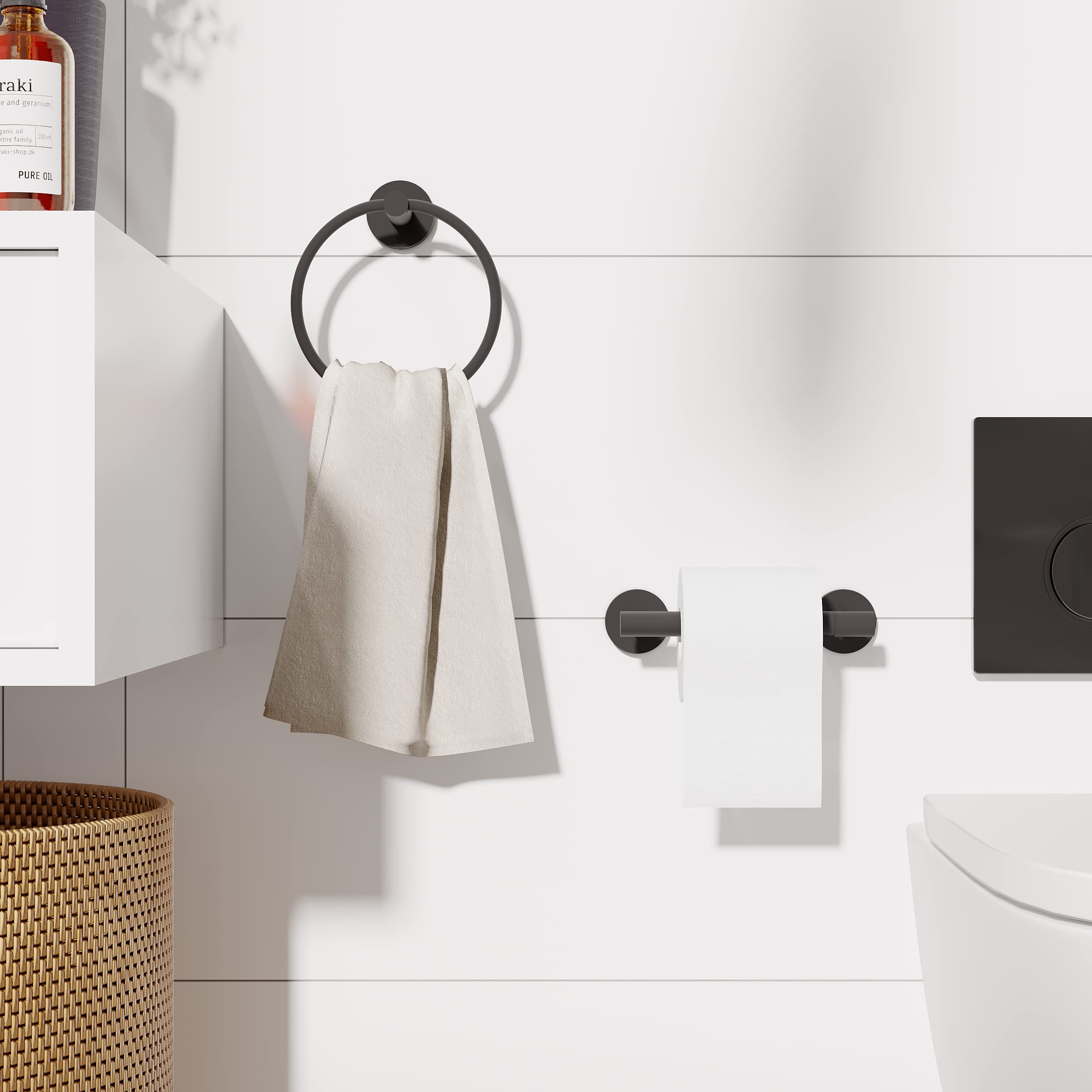 Matte Black Toilet Paper Holder Set - SUS304 Stainless Steel for Bathroom Decor