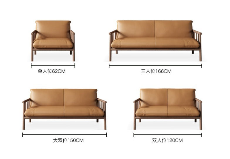 Nordic Japanese Style MILA Sofa - Solid Wood Frame, Eco-Friendly Vegan Leather - Perfect for Living Room, Lounge, and Modern Home Decor