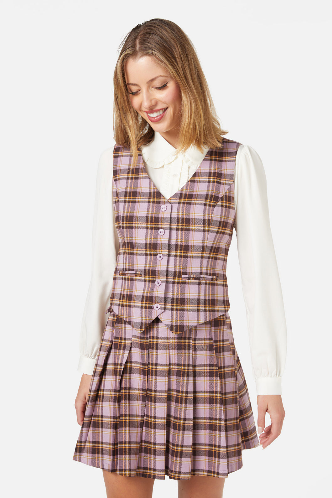 Stylish Jeannie Check Vest for Women - Trendy Plaid Waistcoat for Casual & Office Wear - Perfect for Layering in Fall & Winter