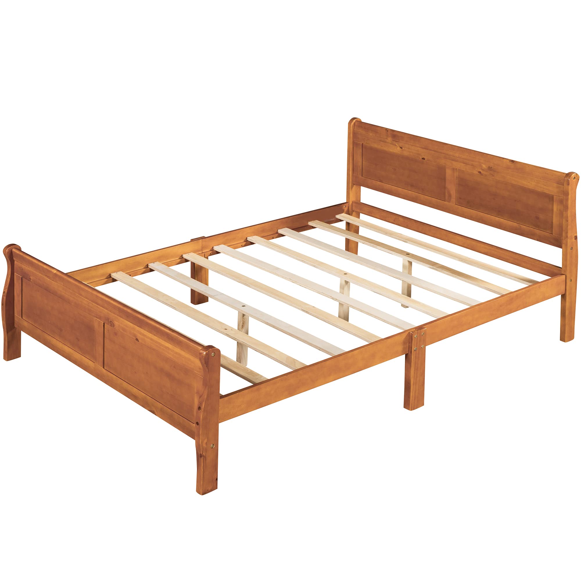 **Harper & Bright Designs Full Size Wooden Platform Bed Frame with Headboard & Footboard - Sturdy 9-Leg Support, No Box Spring Needed - Solid Oak Finish for Kids & Teens - Perfect for Bedrooms, Dorms & Guest Rooms**