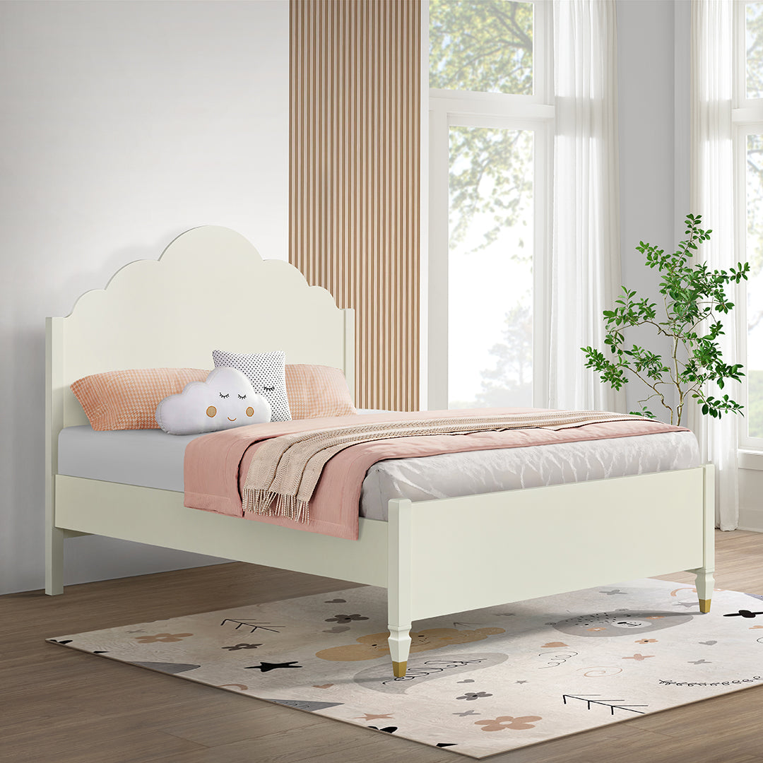 Olivia Panel Bed - Queen Size Upholstered Bed Frame with Button Tufting & Wooden Slats - Perfect for Master Bedroom & Guest Room Decor