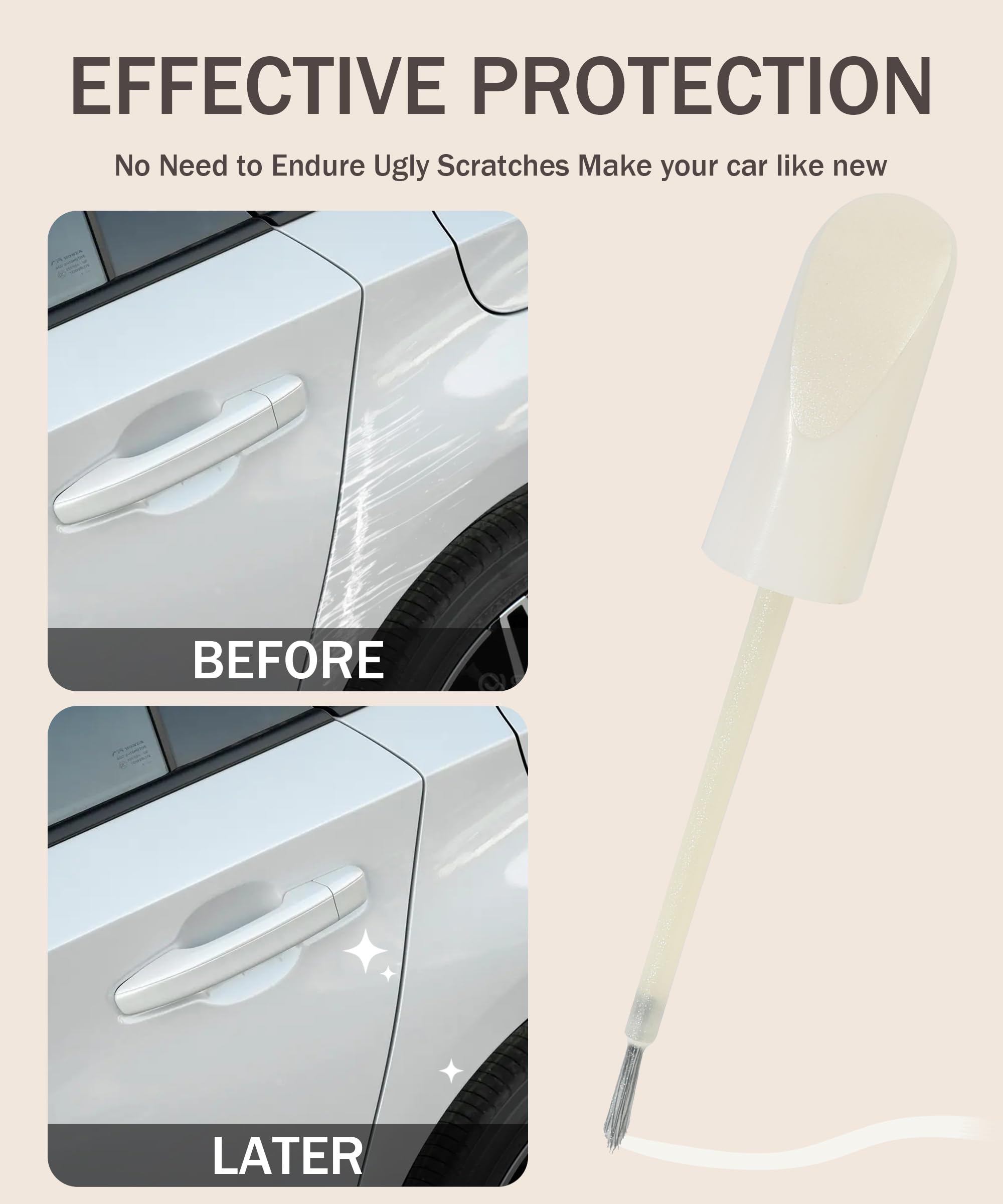RACOONA Car Touch Up Paint Pen - Auto Scratch Repair Kit for Cars, Trucks & SUVs | Easy to Use Paint Repair Pen for Scratches, Chips & Dents | Perfect for DIY Car Paint Touch Up (Pearl White) | Ideal for Parking Lot Scratches, Door Dings & Minor Collision Repairs