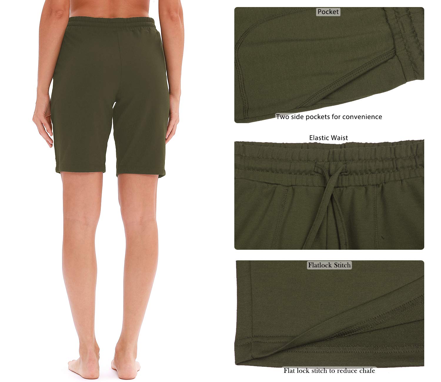 ICYzone Women's Athletic Running Yoga Shorts - High Waist Workout Active Lounge Bermuda Shorts with Pockets for Gym, Yoga & Casual Wear