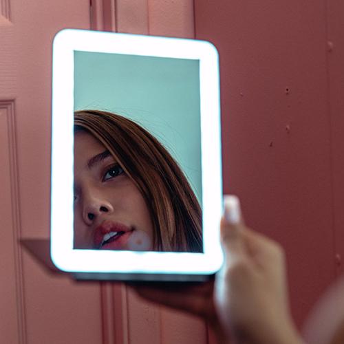 Lighted Travel Mirror with LED Lights - Portable Black Makeup Mirror for Vanity, Home, and Travel - Perfect for Makeup, Skincare, and Grooming On The Go