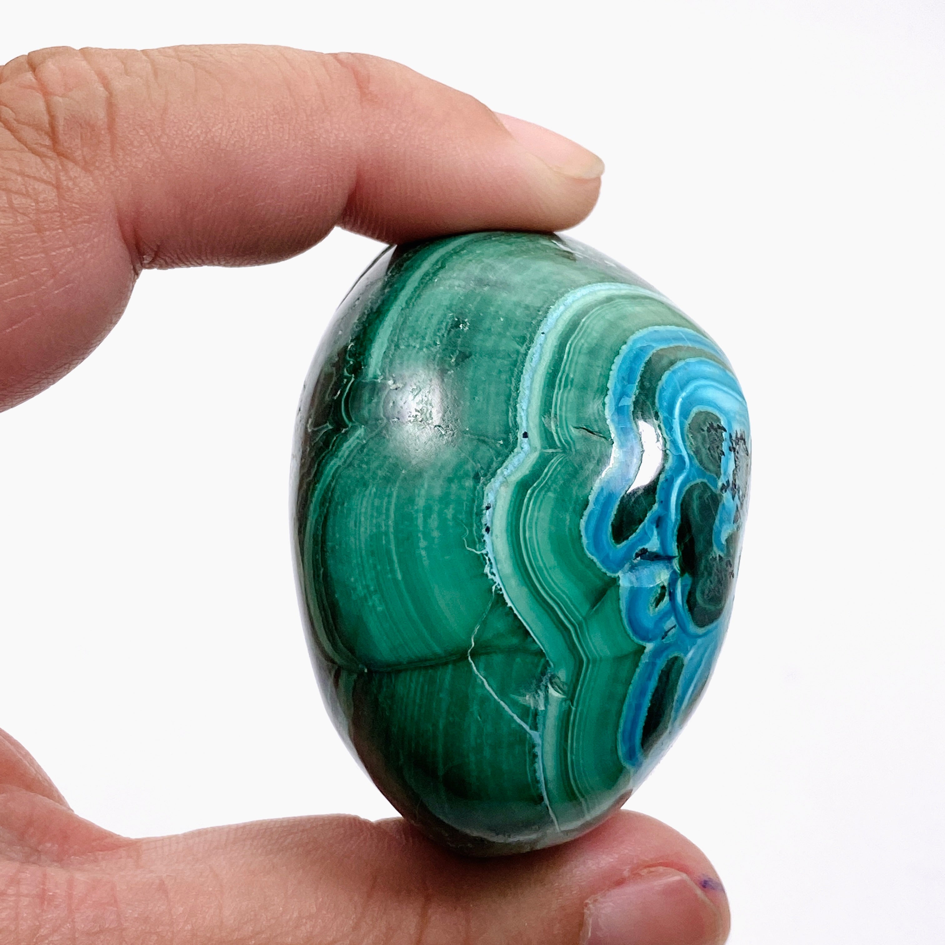 Natural Malachite and Chrysocolla Polished Freeform Stone - Congo Mined CR3748 | Healing Crystal for Meditation, Home Decor & Jewelry Making