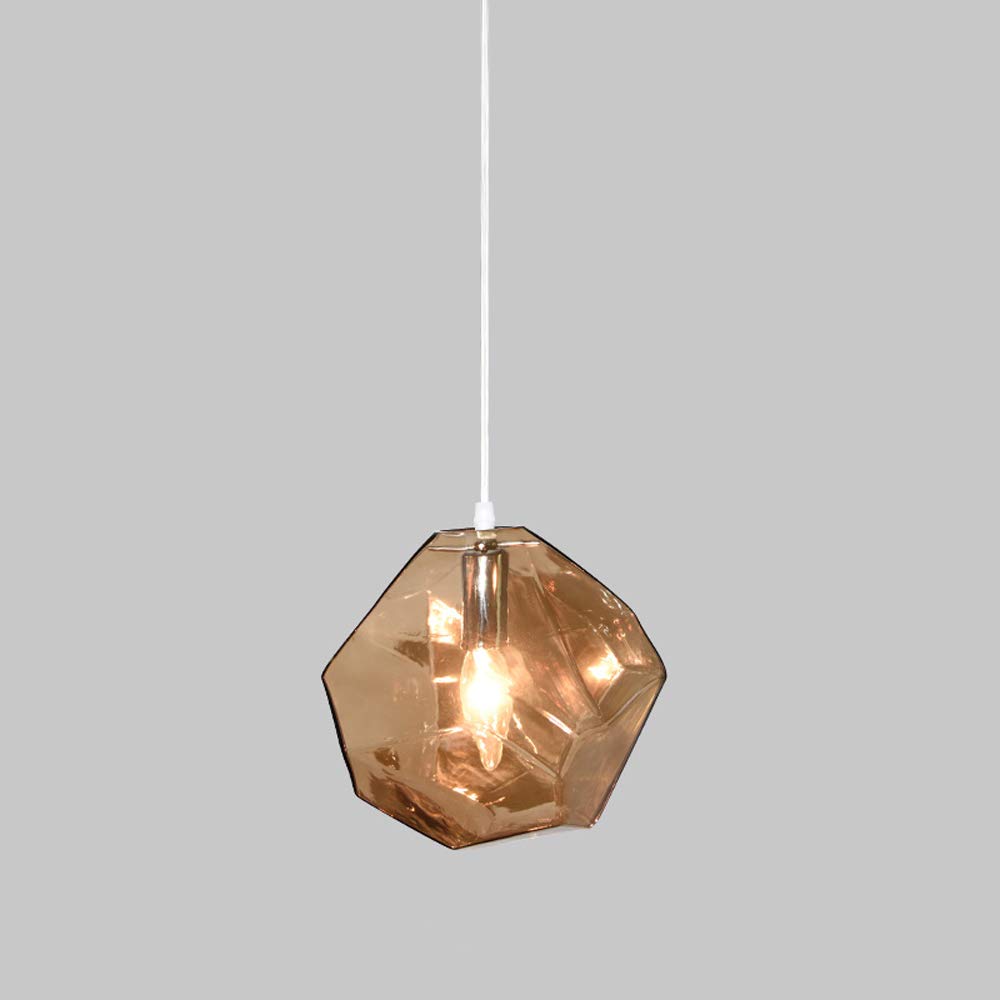 Modern Creative E14 Colored Stone Glass Chandelier - Single Head Pendant Light for Home, Restaurant & Showcase - European Style Ceiling Lamp in Brown - Perfect for Dining Rooms, Living Rooms & Luxury Spaces