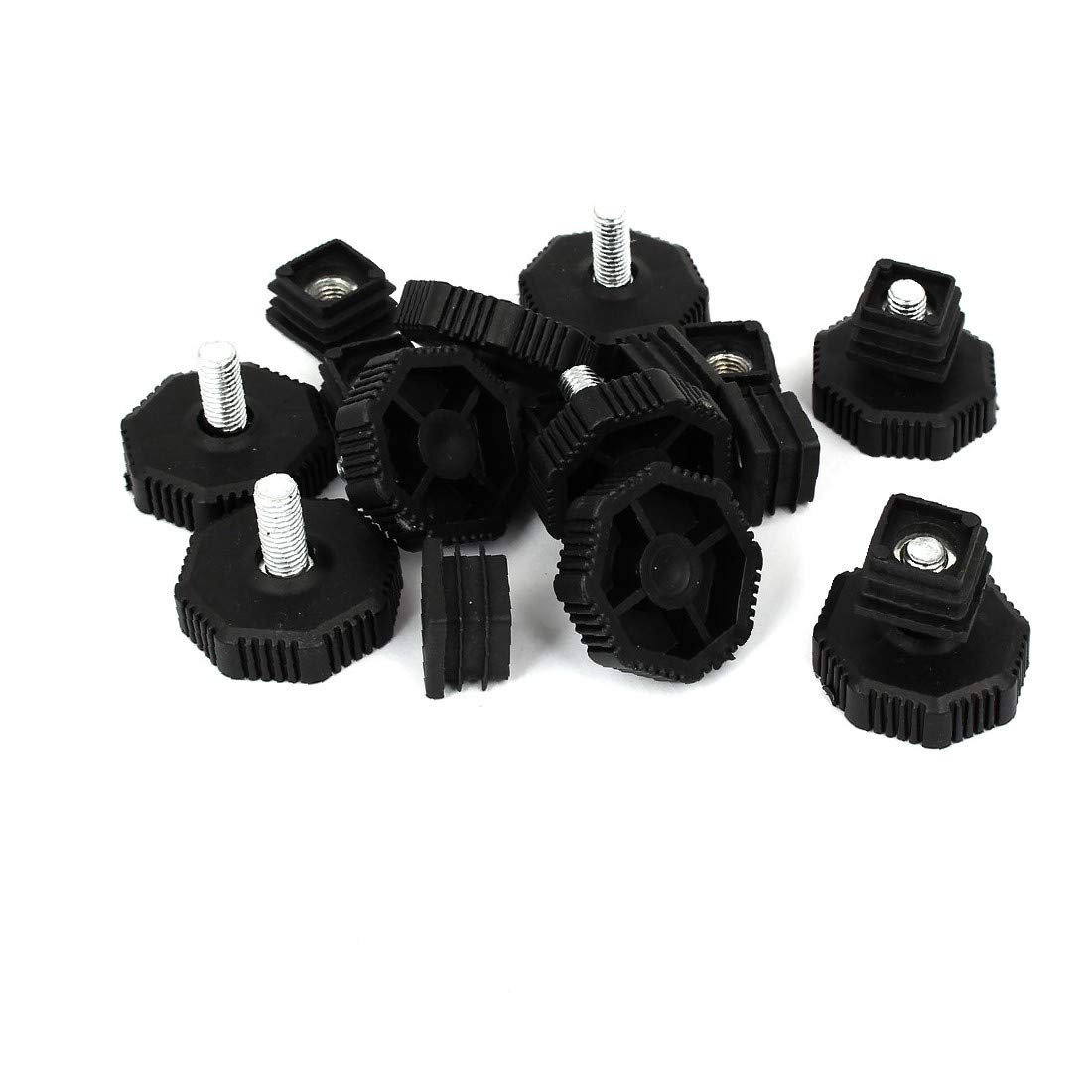 X-DREE 19mm x 19mm Adjustable PP Plastic Threaded Leveling Feet - 8 Pack Black - Perfect for Furniture, Appliances, and Equipment Leveling