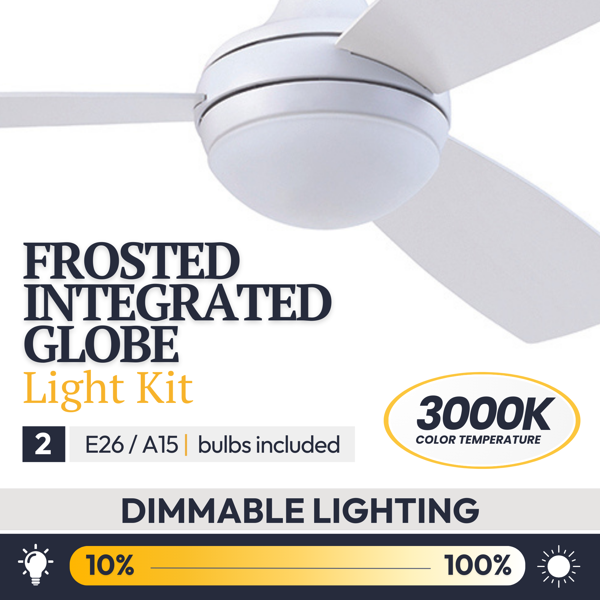 52 Inch White Calico Ceiling Fan with Remote Control - Perfect for Living Room, Bedroom, and Office Spaces