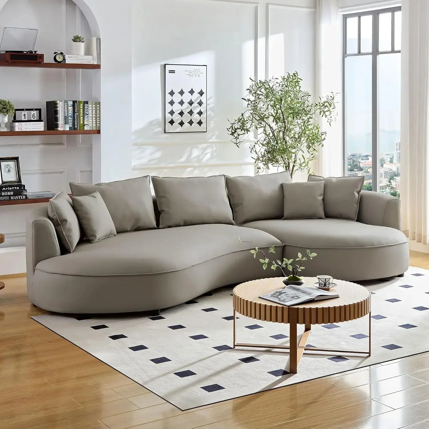 Luxury Curved Sectional Boucle Sofa Couch – Modern Comfortable Living Room Furniture for Small Spaces & Apartments | Perfect for Lounge, Family Room & Contemporary Home Decor